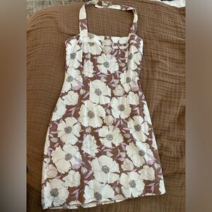 Abercrombie floral linen mini halter dress